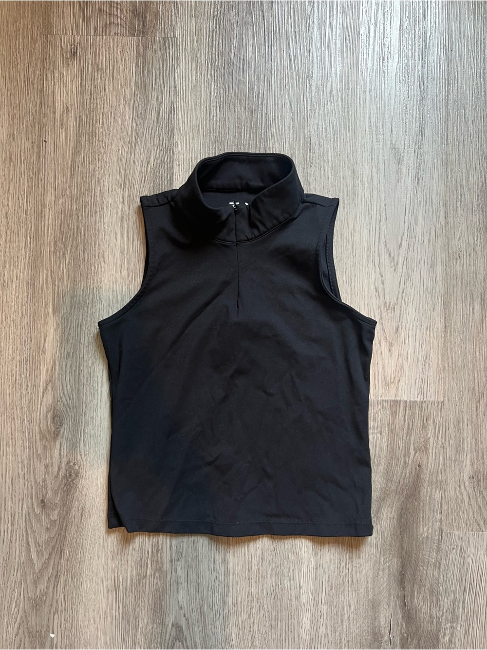 Sleeveless Black Mock Neck Tank Top